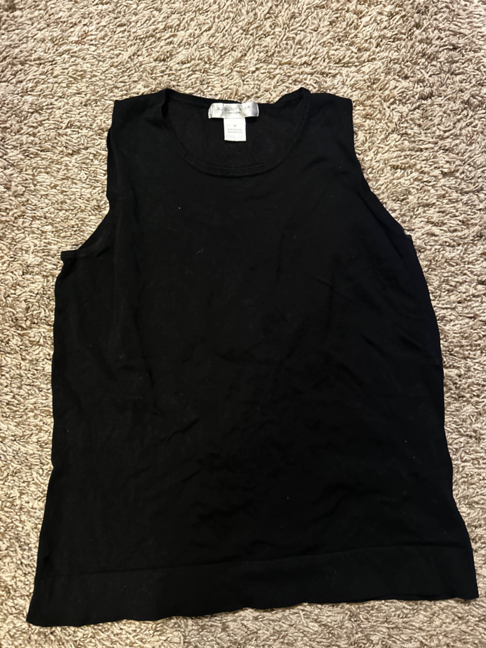august silk Black Crew Neck Tank Top